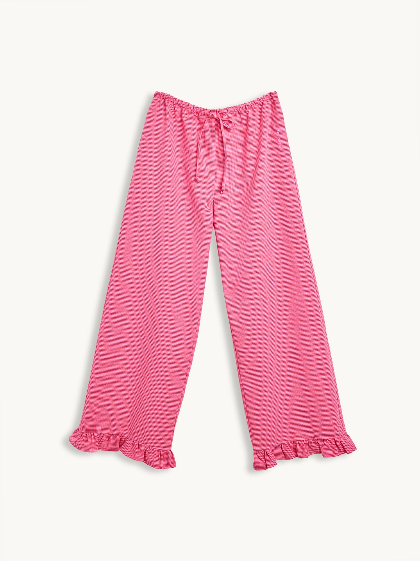 Vichy Frilled Trousers - Wild Berry