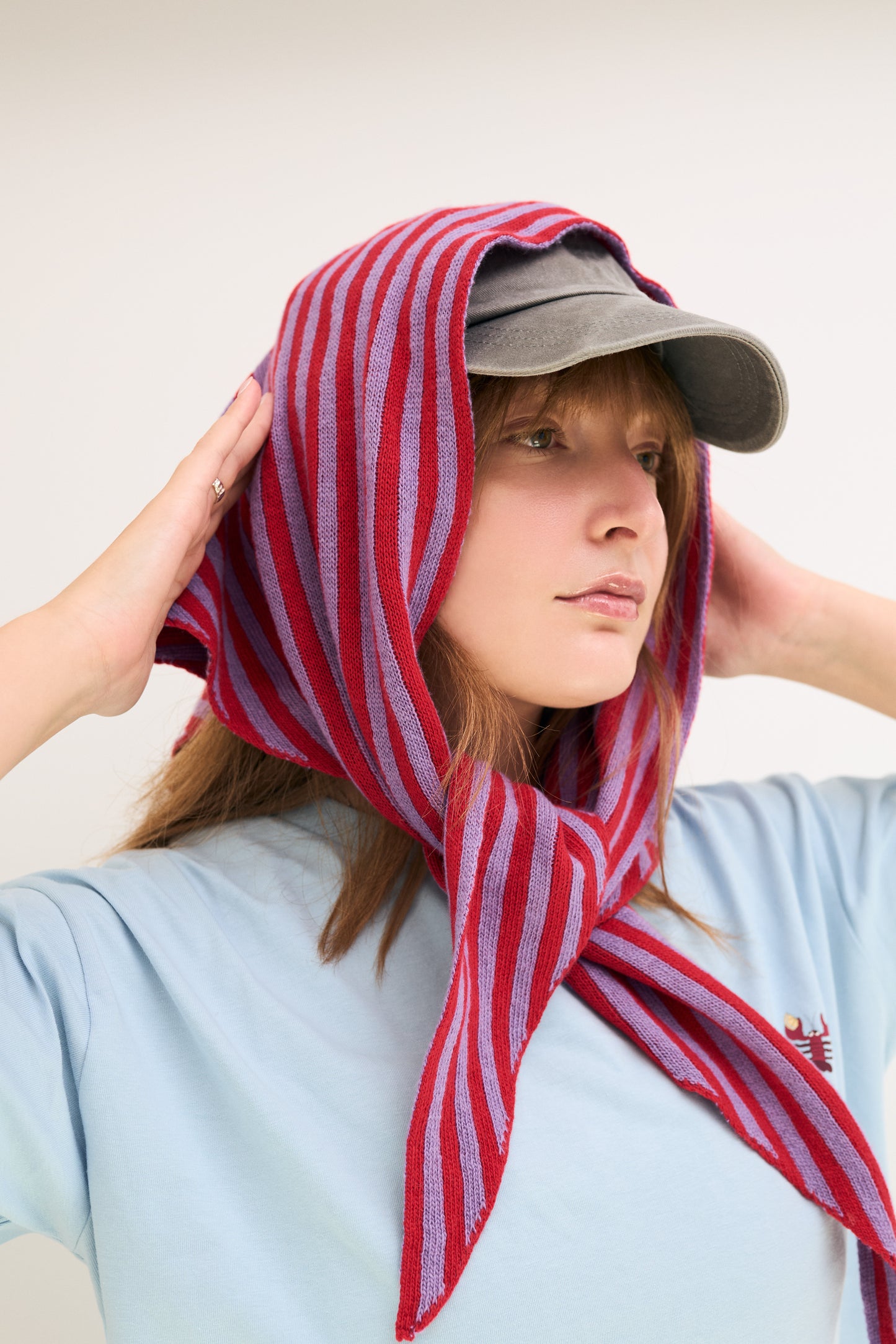 Woolen Stripe Triangle Scarf