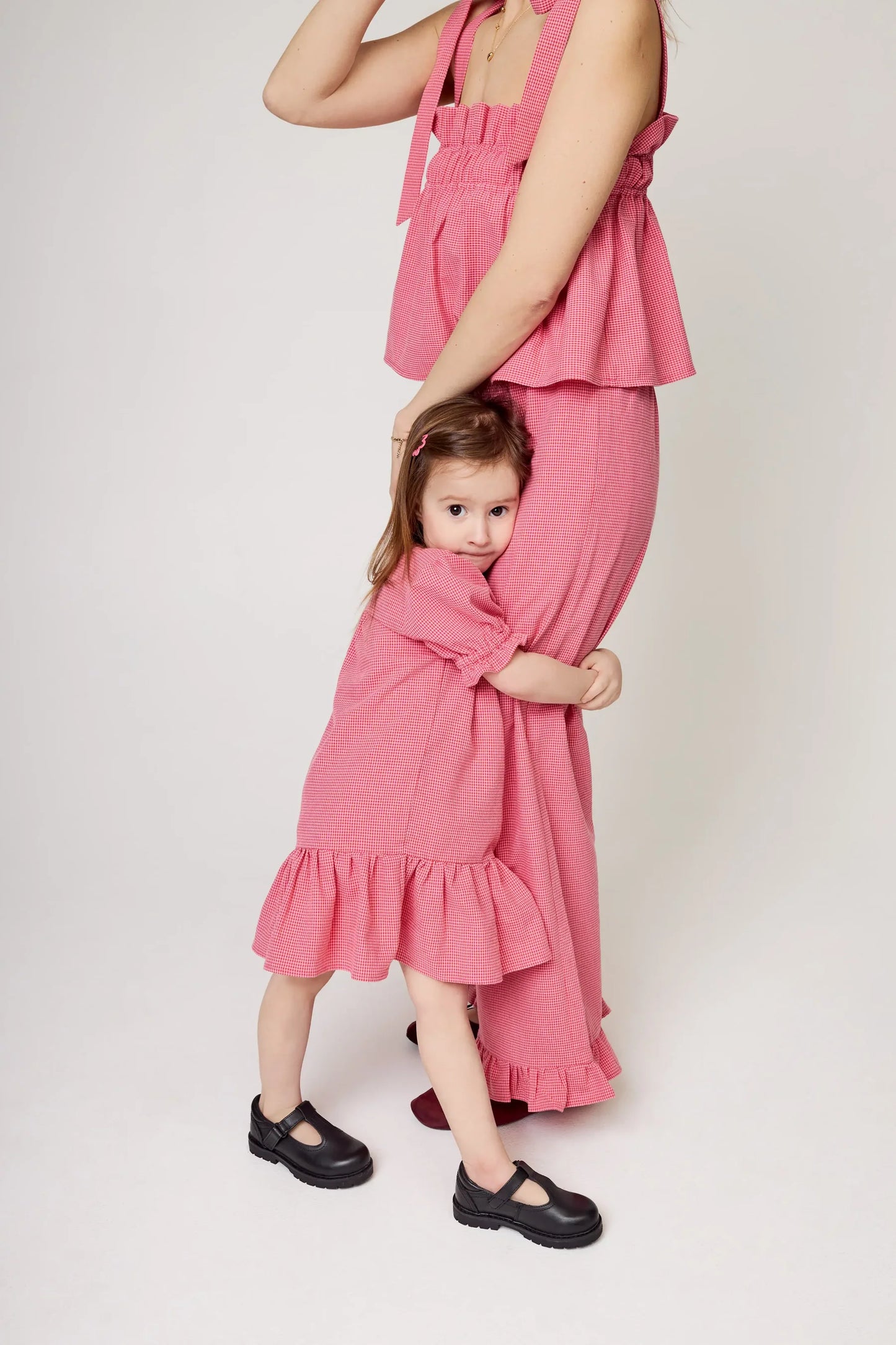 Vichy Frilled Kids Dress - Wild Berry