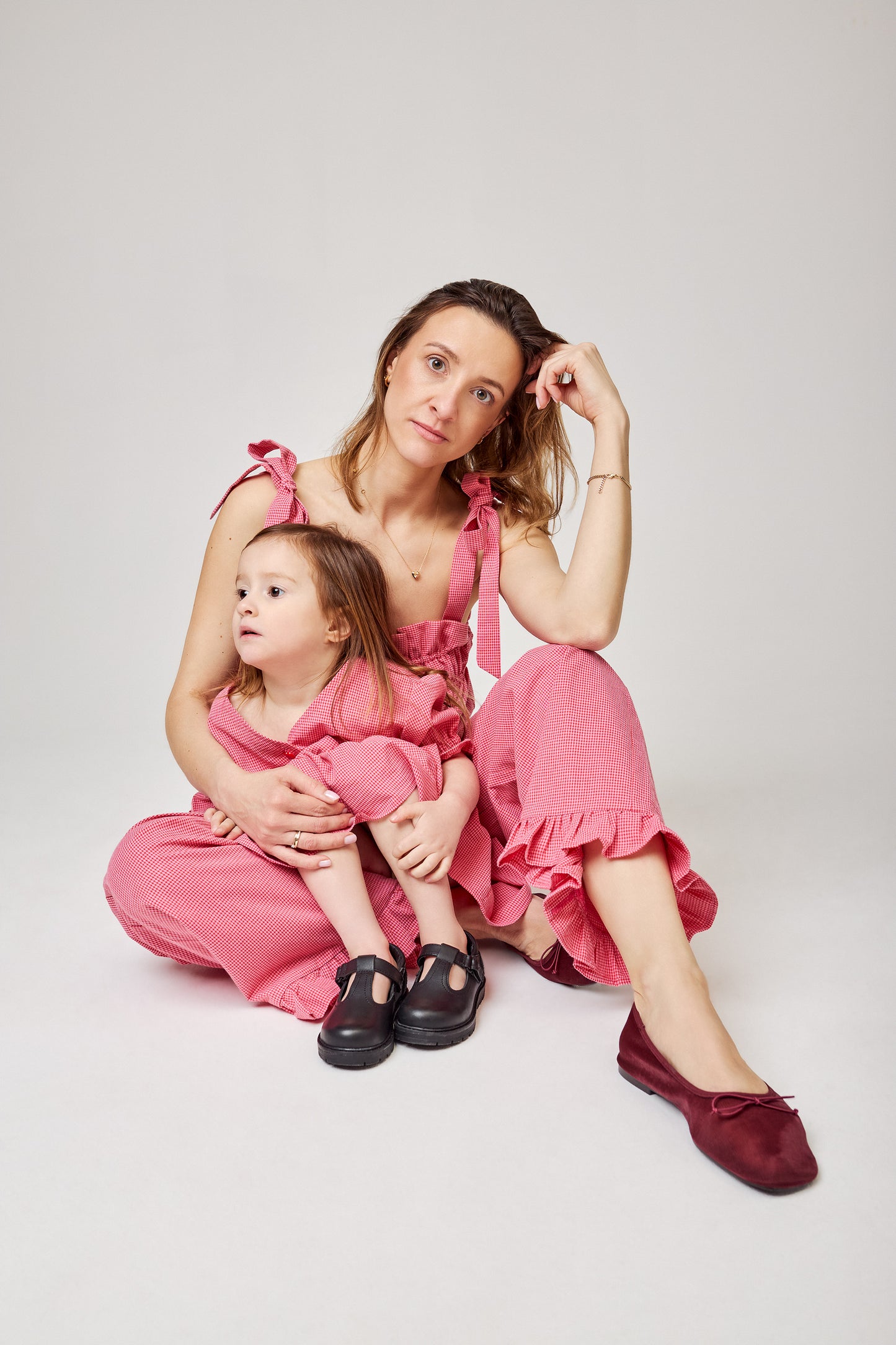 Vichy Frilled Kids Dress - Wild Berry